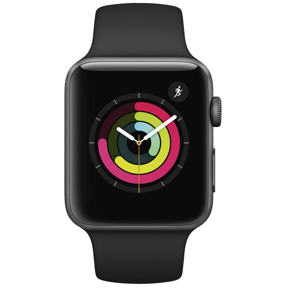 apple watch s3 38mm space gray aluminum with black